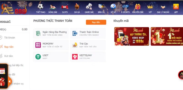 Nạp Rút Tiền AE88 Với Ba Bước Dễ Hiểu Cho Thành Viên Mới